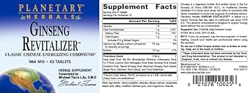 Planetary Herbals Ginseng Revitalizer Tablets, 42 Count