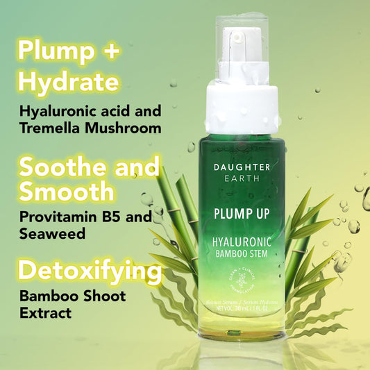 DAUGHTER EARTH Plump Up Hyaluronic Acid Face Serum With Bamboo Shoots & Tremella | Smooth & Soothe Detoxifying Skin | Youthful Hydrated & Bouncy Look | Boosts Moisture & Refine Skin Texture | 30