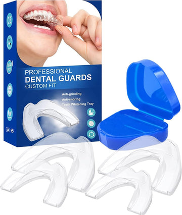 Mouth Guard for Grinding Teeth, 4 Pcs Mouth Guard for Sleeping at Night, Reusable Mouth Guards for Clenching Teeth at Night