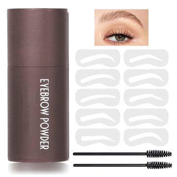 MIELIKKI Eyebrow Stamp and Eyebrow Stencil Kit, 1-Step Eye Brow Stamp and Shaping Kit Set, 10 Reusable Eyebrow Stencils, Long-Lasting, Waterproof, for Filling and Shaping Perfect Eyebrow Makeup, Light Brown