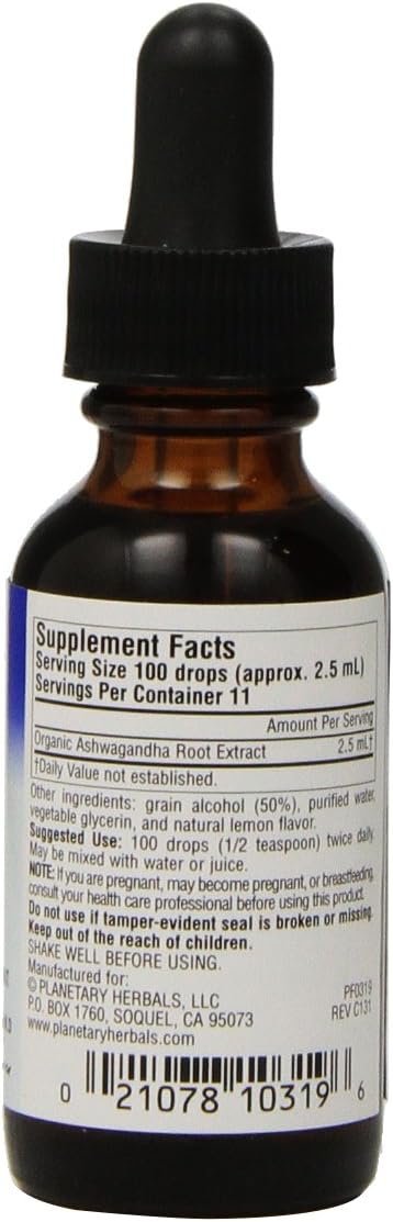 Planetary Herbals Ashwaganda Herbal Extract Liquid, Lemon, 1 Fluid Oun