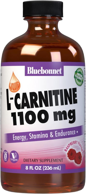 Bluebonnet Liquid L-Carnitine 1100 mg, Raspberry, 8 Fluid Ounce