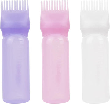 Framendino, 3 Pack Applicator Bottle Hair Dye Bottle Root Applicator Comb with Graduated Scale for Salon Hair Coloring Dyeing