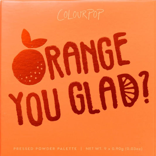 ColourPop ORANGE YOU GLAD Eyeshadow Palette IN BOX Matte Metallic Pressed Glitter (Oranges Corals Neutrals)