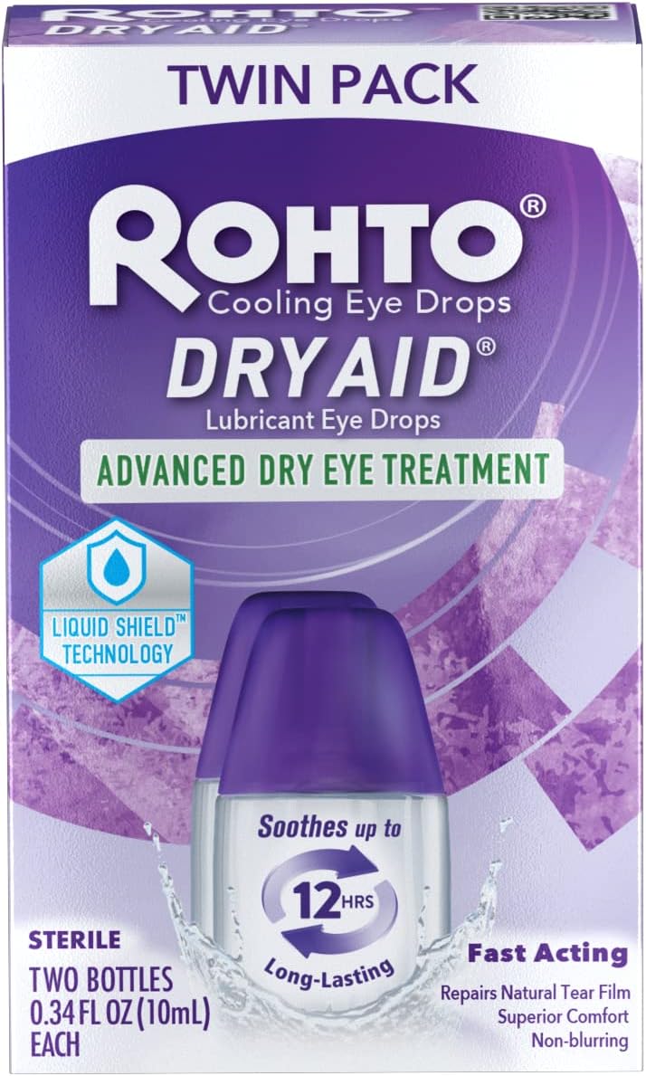 Rohto DryAid Eye Relief Lubricant Eye Drops, Twin Pack, Dry Eye Relief