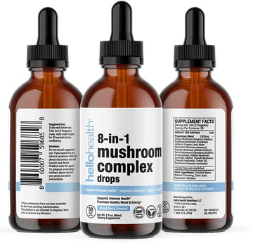 8-in-1 Mushroom Supplement Drops ? Nootropics Brain Support Supplement ? Lions Mane Liquid Mushroom Complex + Turkey Tai