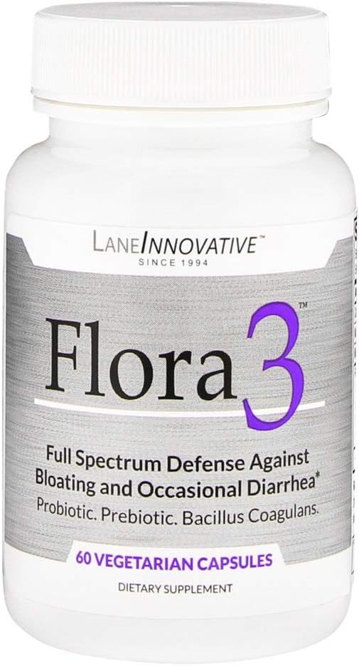 Lane Innovative - Flora3, Vegetable Capsules, Full Spectrum Defense Ag1.76 Ounces