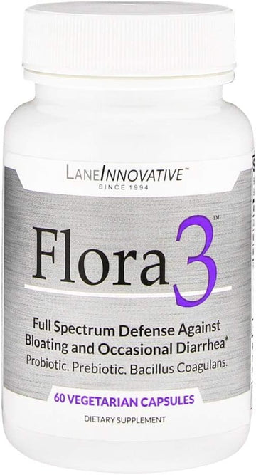 Lane Innovative - Flora3, Vegetable Capsules, Full Spectrum Defense Ag1.76 Ounces