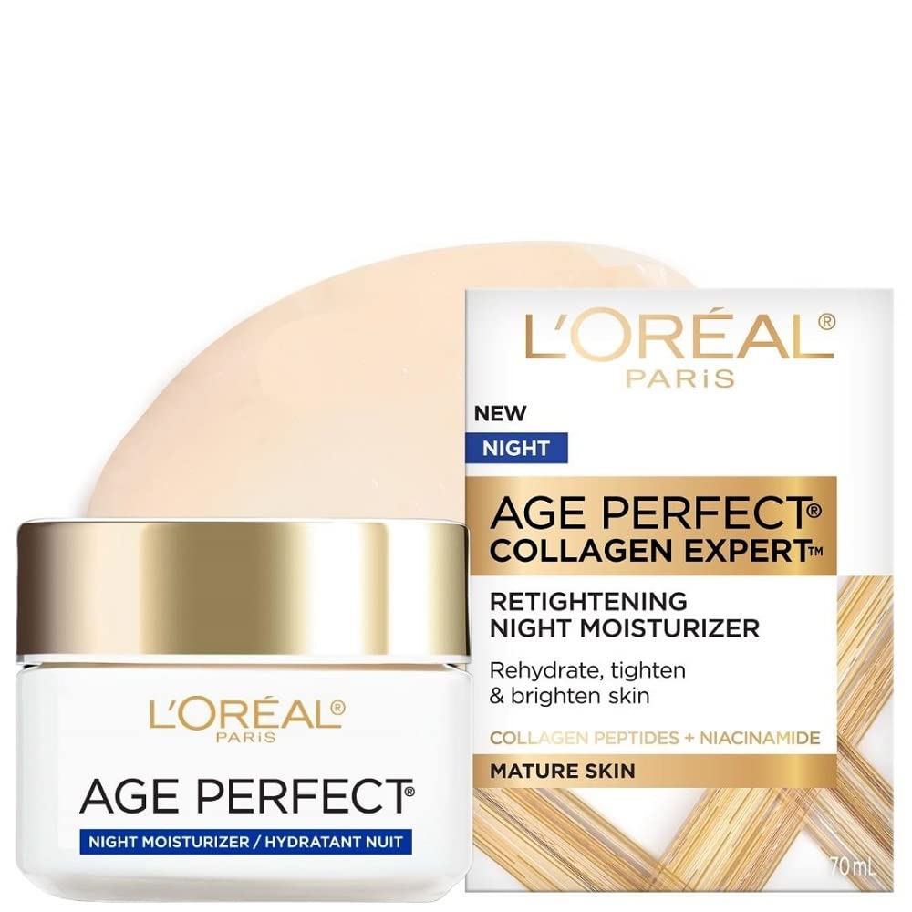 L'Oreal Paris Skin Care Age Perfect Night Cream, Anti-Aging Face Moisturizer With Soy Seed Proteins, 2.5
