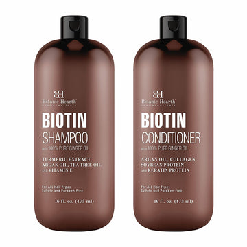 BOTANIC HEARTH Biotin Shampoo and Conditioner Set - with Ginger Oil & Keratin for Hair Loss and Thinning Hair - Fights Hair Loss, Sulfate Free, for Men and Women, (Packaging May Vary),16   each