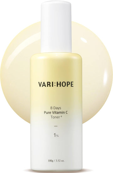 VARIHOPE 8 Days Pure Vitamin C Toner 100 | Korean Skin Care with Vitamin C for Men and Women | Dark Spot Corrector and Pore Minimizer Toner | Hydrating Toner (Pack of 1, 3.38  )