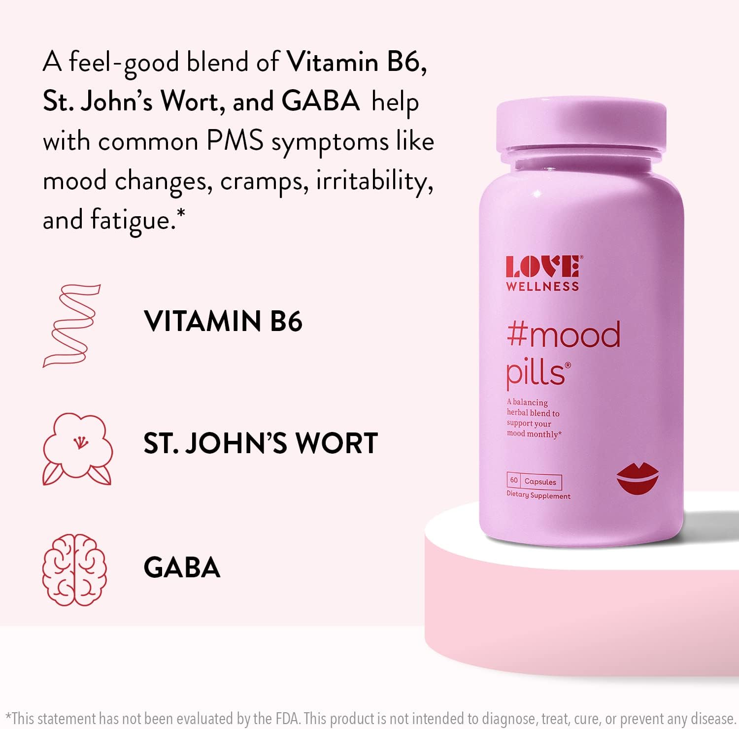 Love Wellness Mood Pill Supplement | Promotes a Happy Mood | Helps wit