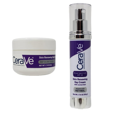 CeraVe Skin Renewing Day and Night Bundle - Contains CeraVe Day Cream Retinol with SPF 30 (1.76 ) and CeraVe Night Cream with MVE Delivery Technology (1.7 )