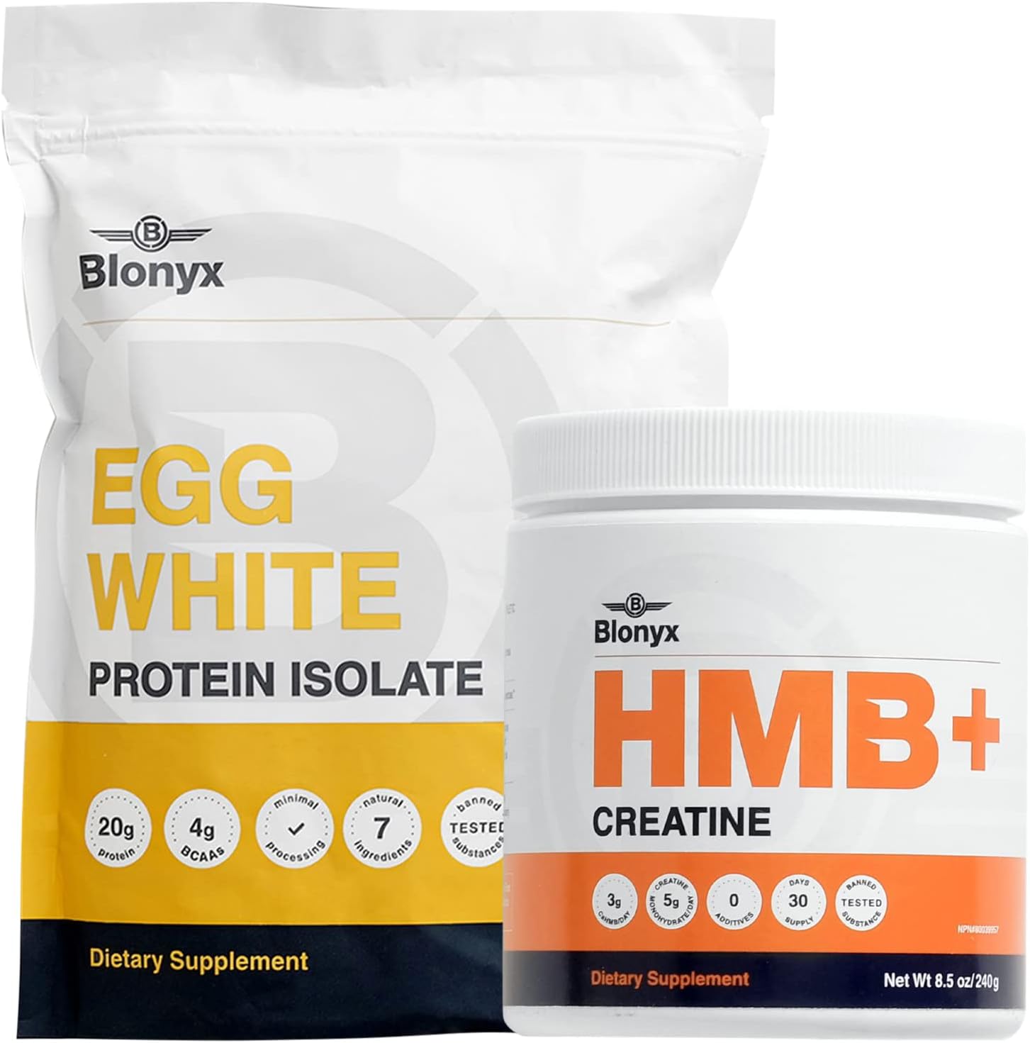 Blonyx Power & Strength Bundle, HMB+ Creatine & Egg White Pr