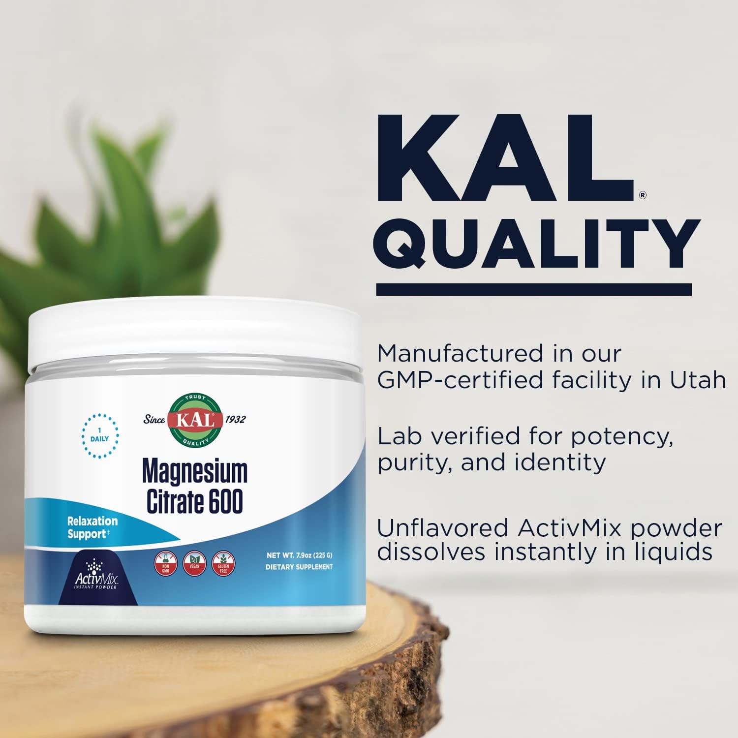 KAL Magnesium Citrate 600 mg ActivMix Instant Powder, Magnesium Supple