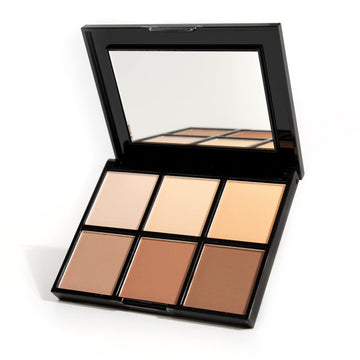 Palladio Definer Contour and Highlight Palette, Perfect for Sculpting Facial Features, Blendable Satin Finish Colors, 6 shades for Contouring and Highlighting, Compact Powder with Mirror