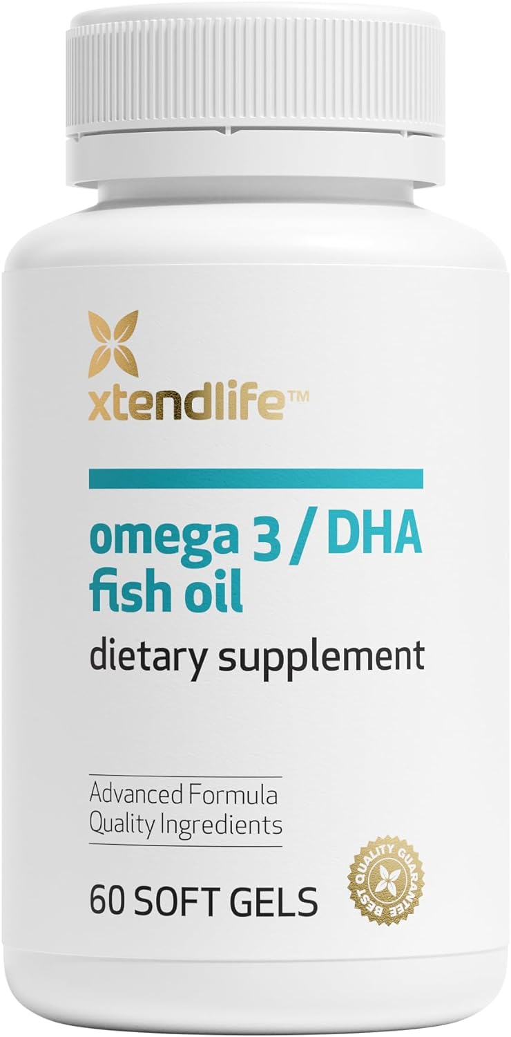 Xtend-Life Omega 3/DHA Fish Oil 1100mg (700mg DHA), Omega 3 Supplement for Heart, Brain & Joint, 60 Soft Gels