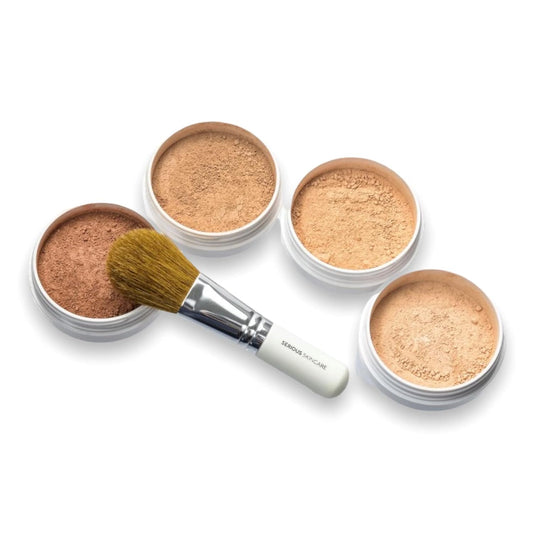 Serious Skincare BELLA ROSE PRO-MINERALS Loose Mineral Powder Makeup Foundation SPF 15 with Goat Hair Application Brush - Sheer to Full Coverage - Luminous Matte Finish - Unisex - 0.50  - Medium