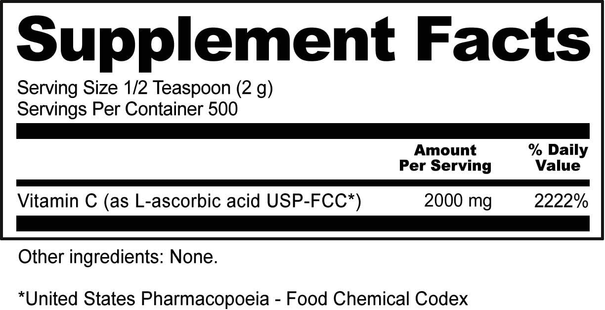 NutriBiotic Ascorbic Acid Vitamin C Powder, 2.2 Lb | Pharmaceutical Gr