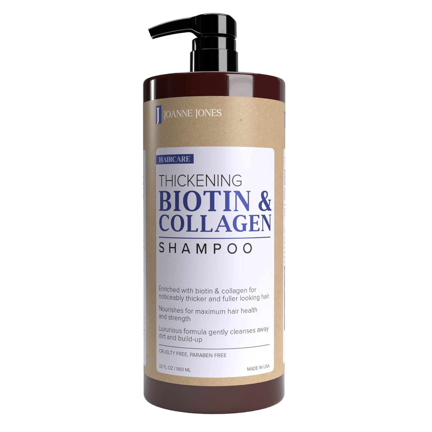 Joanne Jones Thickening Biotin & Collagen Shampoo, 960ml/32  , Noticeably Thicker and Fuller Looking Hair, Cruelty Free, Paraben Free