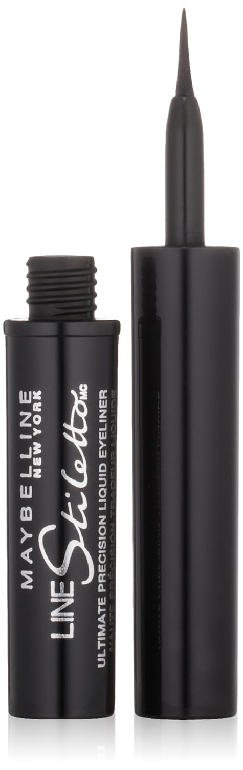 Maybelline New York Line Stiletto Ultimate Precision Liquid Eyeliner, Blackest Black, 0.05 .