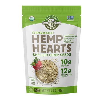Organic Hemp Seeds, 7oz; 10g Plant Based Protein and 12g Omega 3 & 6 per Srv | smoothies, yogurt & salad | Non-GMO, Vega