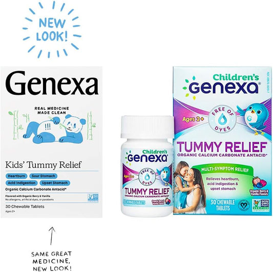 Genexa Kids' Tummy Relief - 30 Antacid Chews - Calcium Carbonate Acid 2.08 Ounces