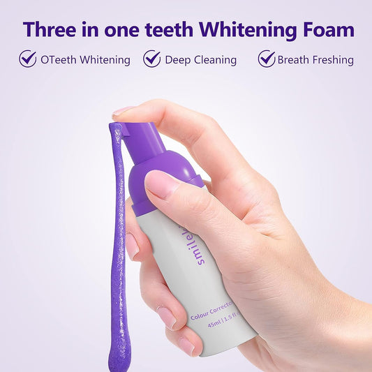 v34 Purple Toothpaste Foam for Teeth Whitening - Premium Whitener, Non-Abrasive, Color Corrector Purple Toothpaste, Teeth Whitening Kit, Teeth Whitening Booster