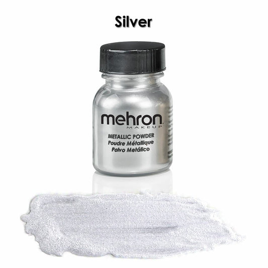 Mehron Makeup Metallic Powder | Metallic Chrome Powder Pigment for Face & Body Paint, Eyeshadow, and Eyeliner .5  (14 g) (Silver)