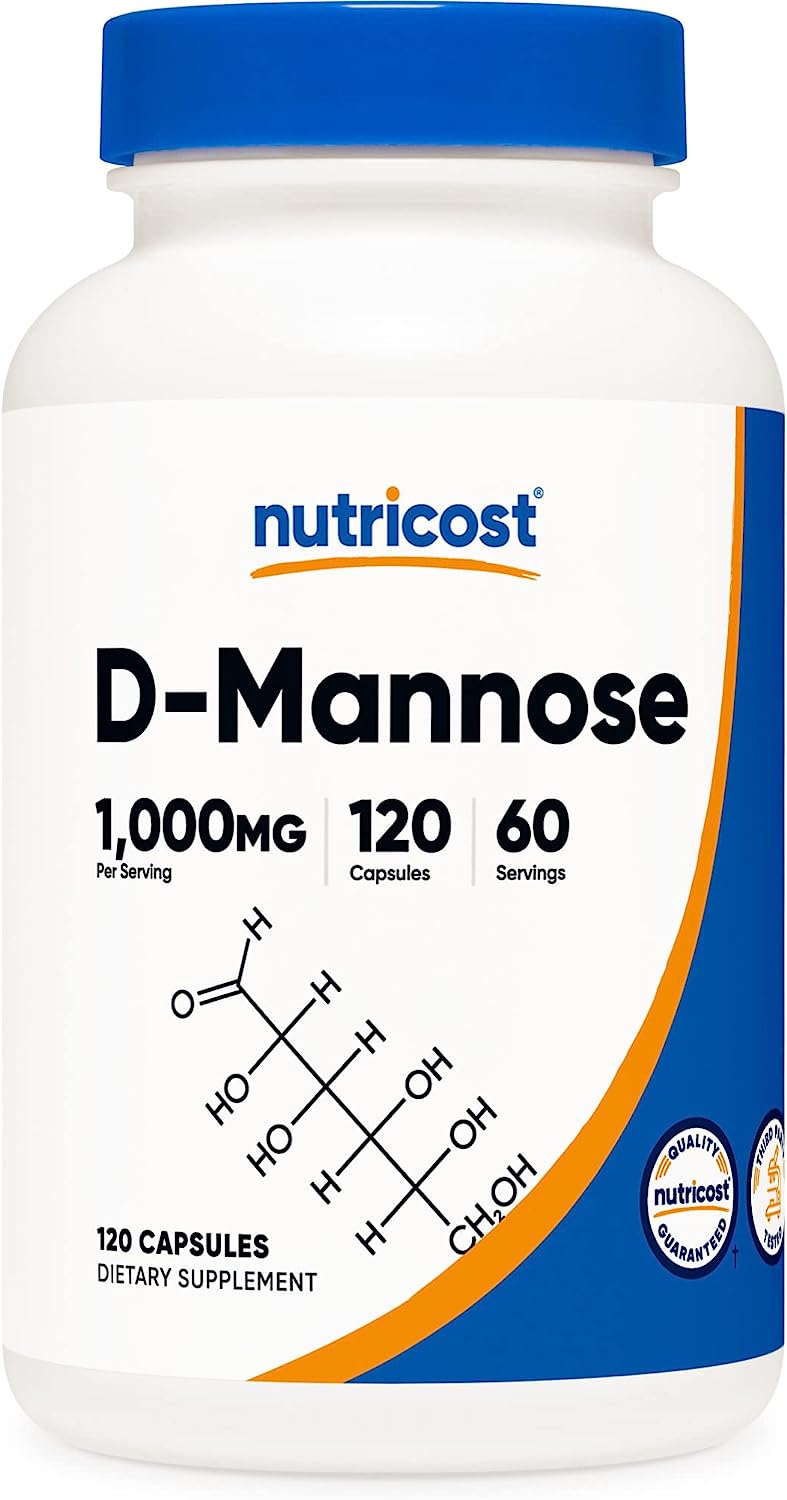 Nutricost D-Mannose 1000mg Per Serving, 120 Capsules - 500mg Per Capsule, Urinary Tract Health, Non-GMO and Gluten Free