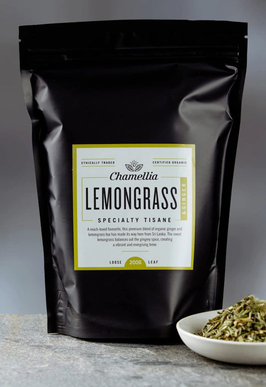 Chamellia Organic Lemongrass & Ginger Tea Loose Leaf (No Camellia Sinensis, Caffeine Free) Single unit