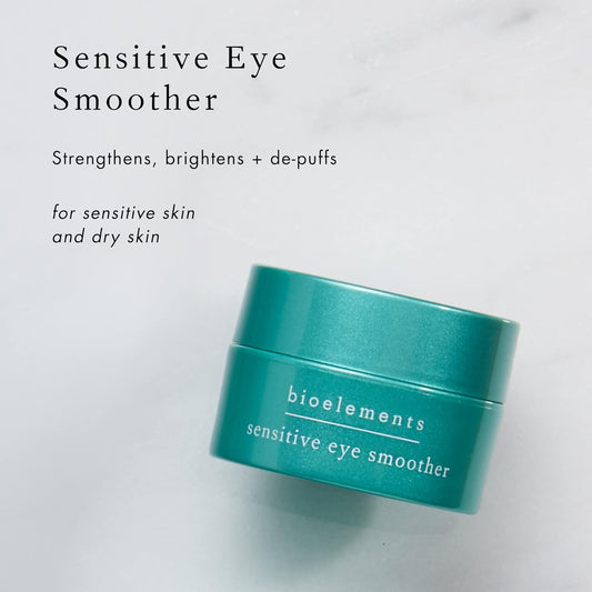 Bioelements Sensitive Eye Smoother - 0.5  - Night Anti-Aging Eye Cream to Improve Darkness & Puffiness - Light & Non Greasy - Vegan, Gluten Free - Never Tested on Animals