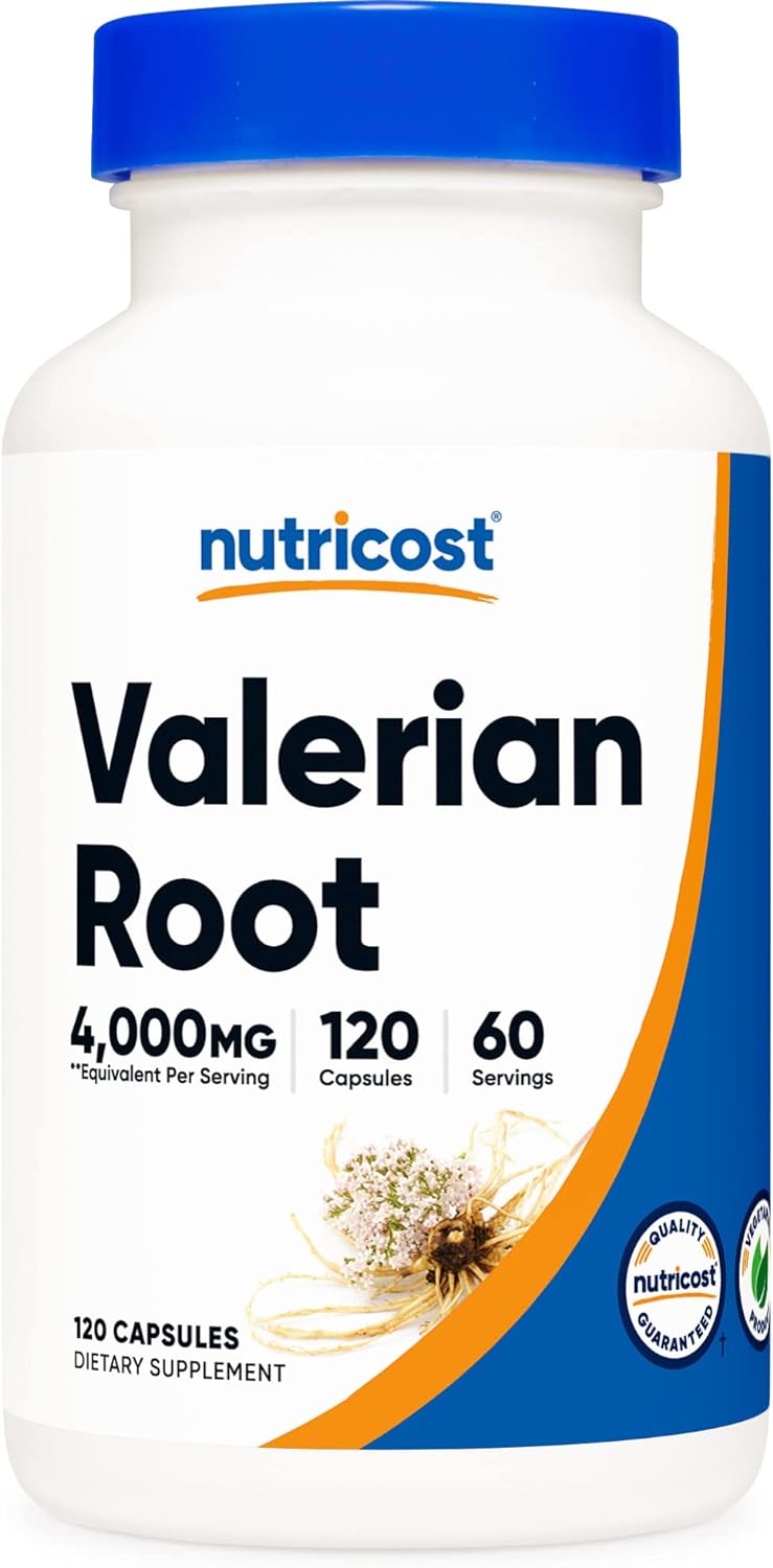 Nutricost Valerian Root Capsules (1000mg Per Serving) 120 Capsules - 4,000mg Equivalent Per Serving (4:1 Extract), Vegetarian Caps, Gluten Free, Non-GMO