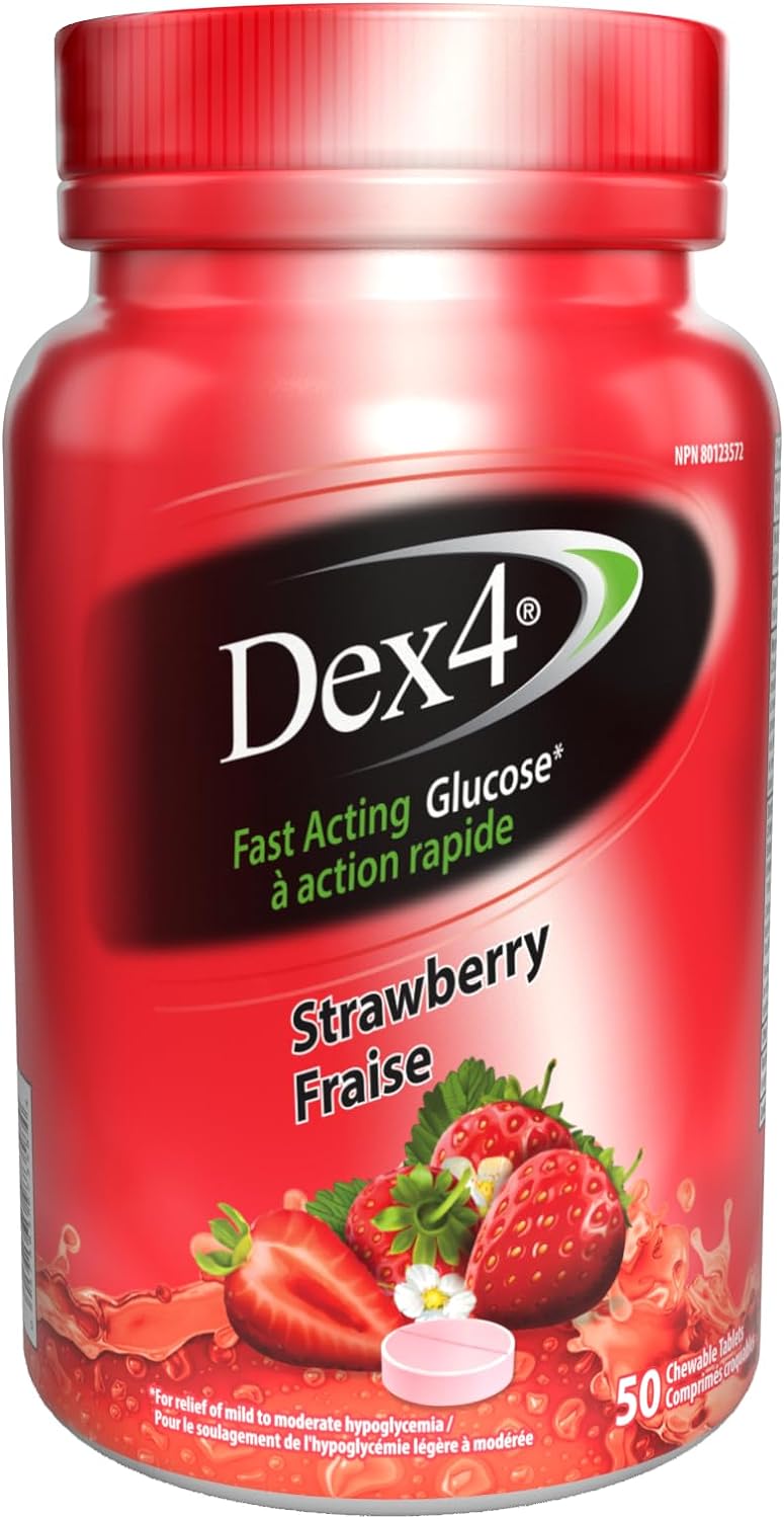 Dex4 Glucose Tablets, Strawberry, 50 Count Bottle, Each Tablet Contain