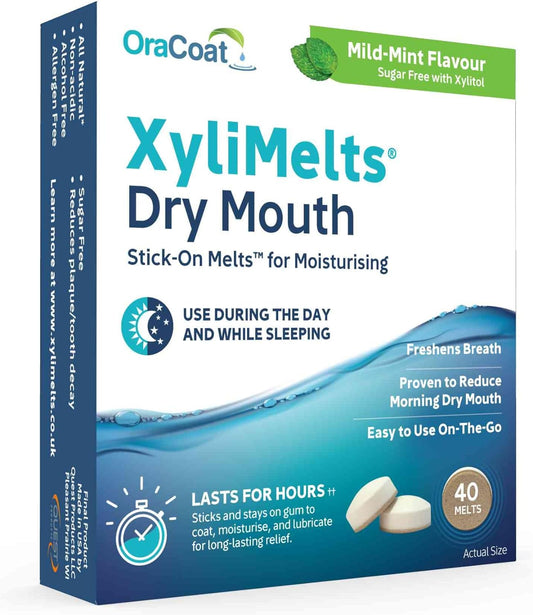 OraCoat XyliMelts Mild Mint for Dry Mouth, 40-Count, 7-40-UK