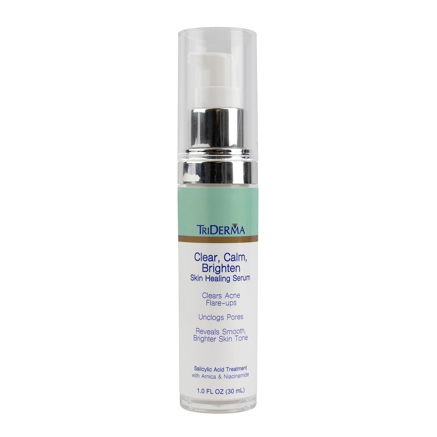 TriDerma Clear, Calm, Brighten Skin Serum with 2% Salicylic Acid and Niacinamide Reveals Smoother, Brighter, More Even Skin, Clears Acne Blemishes, Blackheads and Unclogs Pores, 1