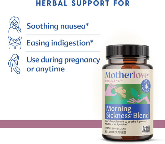 Motherlove Morning Sickness Blend (60 Liquid caps) Herbal Supplement f2.48 Ounces