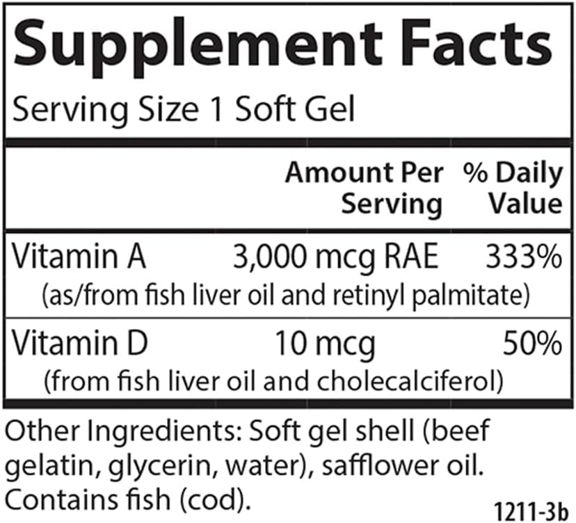  Carlson - A & D, 10000 IU (3000 mcg RAE) Vitamin A, 400 IU 