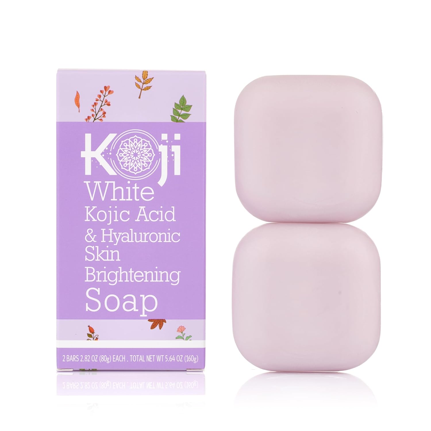 Koji White Kojic Acid & Hyaluronic Acid Skin Brightening Soap for Hydrating, Face Moisturizer, Dark Spots, Anti-Aging, Reduces the Appearance of Wrinkles with Vitamin E, Vegan Soap 2.82  (2 Bars)