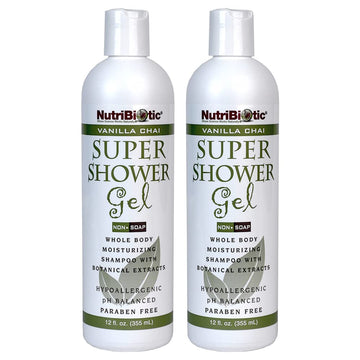 NutriBiotic – Vanilla Chai Super Shower Gel, 1 Twin Pack | Whole Body Shampoo with GSE & Botanical Extracts | pH Balanced, Non-Soap & Free of Gluten, Parabens, Sulfates, Dyes & Colorings