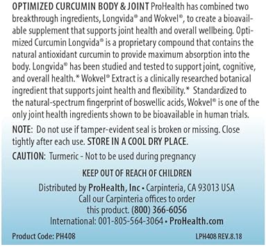 ProHealth Body & Joint - Optimized Curcumin Longvida (60 Veggie Capsul