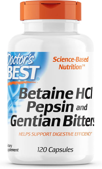 Doctor's Best Betaine HCI Pepsin & Gentian Bitters, Digestive Enzymes 3.53 Ounces