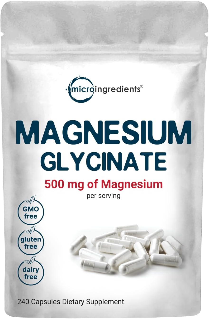 Magnesium Glycinate 500mg Per Serving, 240 Capsules | Potent Elemental