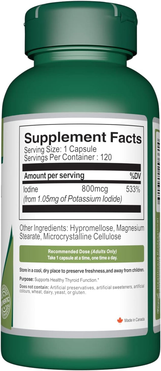VORST Potassium Iodide 800mcg 120 Vegan Capsules | Thyroid Support Sup3.04 Ounces
