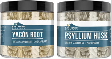 Earthborn Elements Psyllium Husk and Yacon Root Bundle, 200 Capsules,