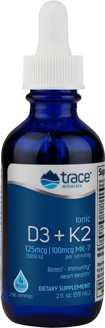 Trace Minerals | Liquid Ionic Vitamin D3 + K2 | 125 Mcg (5,000 Iu) D3,