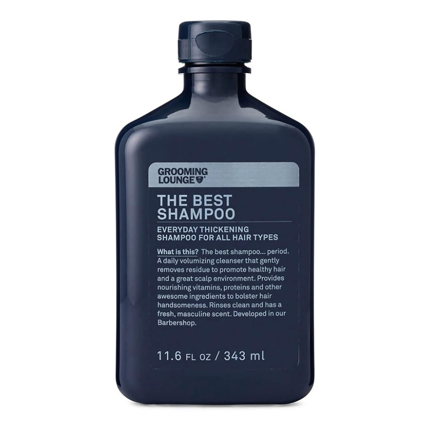 Grooming Lounge The Best Shampoo - Scalp Clarifying, Frizz Control Hair Wash for Men - Promotes Hair Length and Strength - Clean, Stimulating Peppermint Fragrance with Rosemary for Regrowth - 11.6