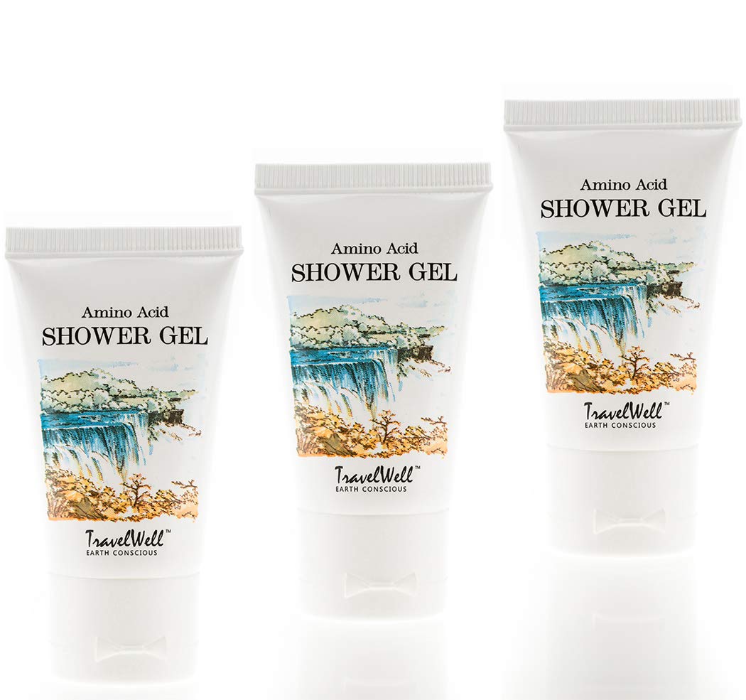 TRAVELWELL Landscape Series Individually Wrapped Travel Size Guest Body Wash 1.0  /30ml, 50 Tubes per Box | Travel Size Toiletries | Hotel Toiletries Bulk Set