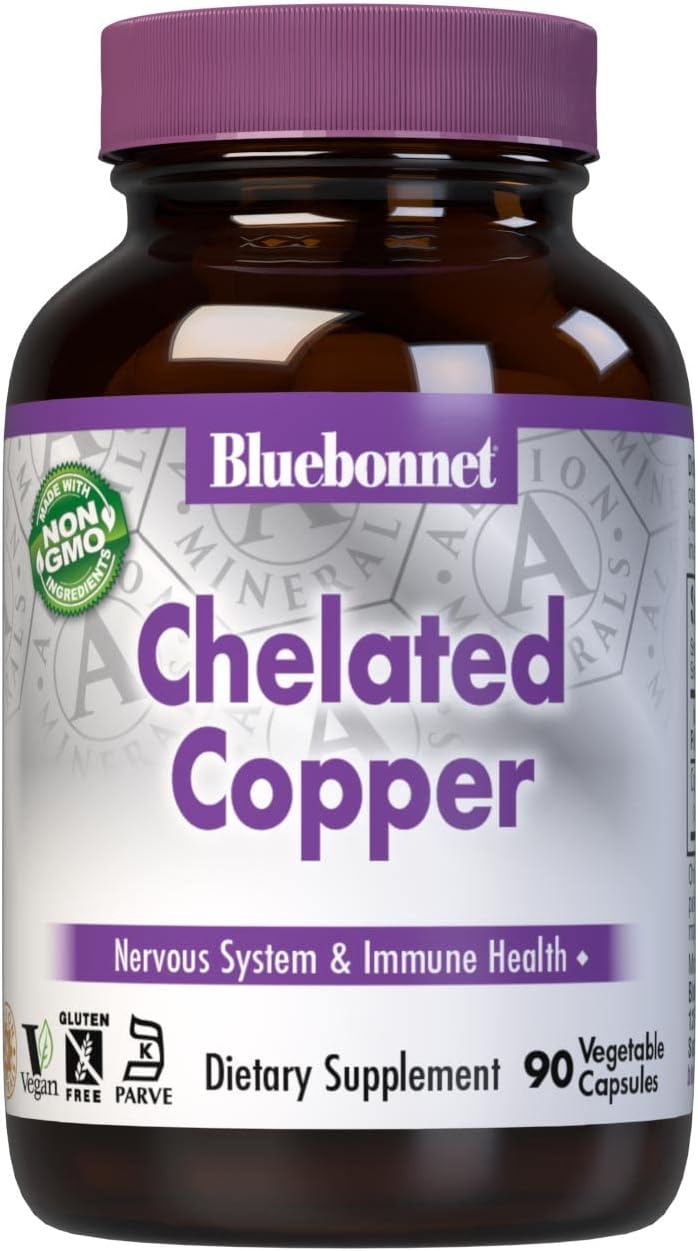 Bluebonnet Nutrition Albion Chelated Copper, 3 mg of Copper, For Nervous System & Immune Health*, Soy-Free, Gluten-Free,