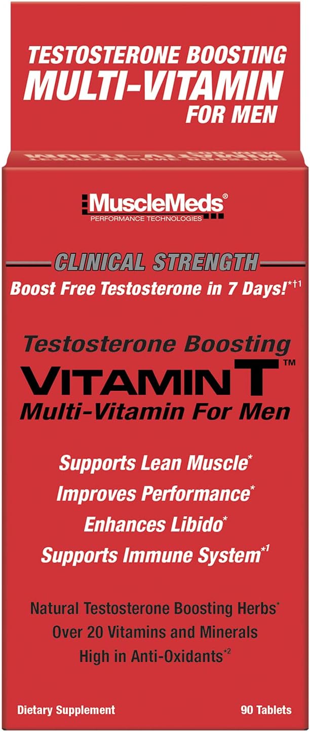 MuscleMeds Vitamin T Daily Complete Multivitamin for Men Enhances Testosterone Muscle Building Sexual Performance 20 Vit